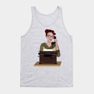 Pin-up girl secretary near the typewriter Tank Top